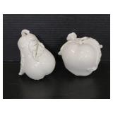 Pair of white Bella Casa salt & pepper shakers