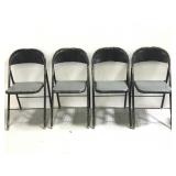 4 vintage metal folding chairs w/cushioned seats