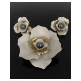 Sarah Cov. Clip earring and brooch set