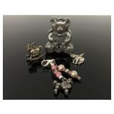 Vintage tiny charms & earring brooch trinket