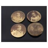 Four Antique photo pins