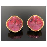 Signed Mary Frost crystal jewel earrings