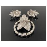 Signed DB sterling silver brooch & earring set