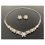 Signed rhinestone necklace & earrings set