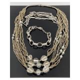 Vintage glass bead silver tone jewelry collection