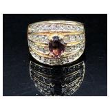 Joan Rivers purple jeweled and rhinestone ring