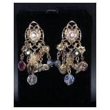 Kirks Folly jeweled kitty lovers dangle earrings