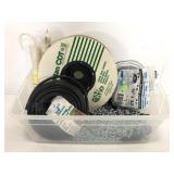 Lot of assorted garage rope, tubing, chain etc