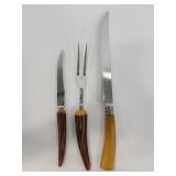 Two knives & carving fork