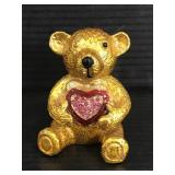 Gold colored teddy bear keepsake holder