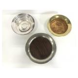 Trio of serving plates various sizes & metals