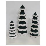 Trio of carved resin Christmas tree decor pieces