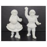 Pair of department 56 white porcelain figures