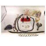 Lot of assorted costume necklaces and more