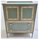Painted antique cabinet dresser, green