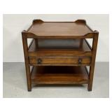 Century Furniture 3-tier wood side table w/ drawer