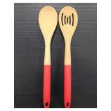 Pair of Coca-Cola wood spoons w/ silicone handles