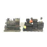 2 vintage train decorations