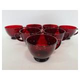 Vintage 7pc red Anchor Hocking cups