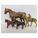 Four vintage metal horses