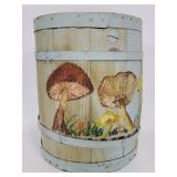 Vintage wood barrel mushroom design