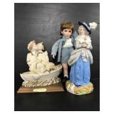 Two vintage figurines and doll