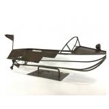 Metal boat hollow art sculpture