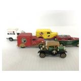 Five vintage toy cars