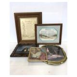 Five assorted framed religious art