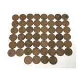 Lot of 52 vintage wheat pennies