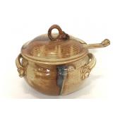 Pottery made signed soup tureen