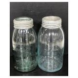 Two large Crown glass jars