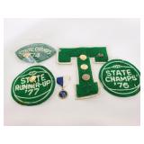 Varsity letter and State champ patches