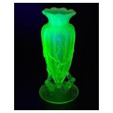 Small vintage uranium glass vine vase