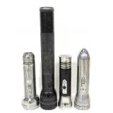 Four assorted vintage flashlights