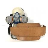 Vintage MSA gas mask and waist training belt