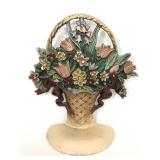 Painted cast iron flower bouquet door stop