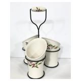 Ceramic & wire three compartment flatware caddy