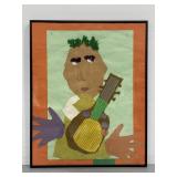 Original mixed media guitar man art piece