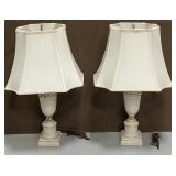 Matching gold trimmed ceramic lamp pair
