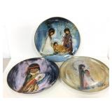 Trio of vintage De Grazia decorative plates