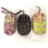 Trio of Stephanie Dawn floral cloth phone wallets