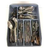 Silverware tray of assorted flatware