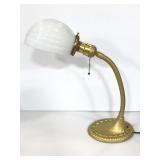 Vintage die cast gold painted gooseneck desk lamp