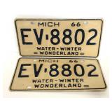 Two 1966 Water-Winter Wonderland license plates