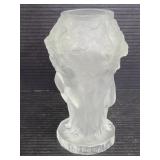 Art Noveau style multi-nude small frosted vase