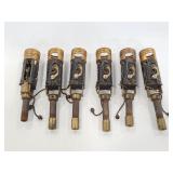 Six vintage pull chain lamp parts