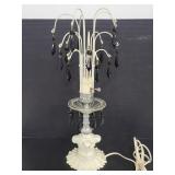 Vintage faux black crystal boudoir table lamp