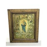 Madonna and Child ornate framed etching