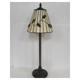 Vintage metal table lamp w/ stained glass shade